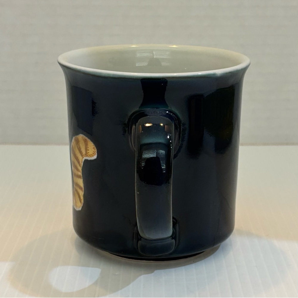 Vintage Fluffy Cat Trio Coffee Mug Otagiri Japan Navy Blue & Brown Striped Cats - Picture 3 of 10